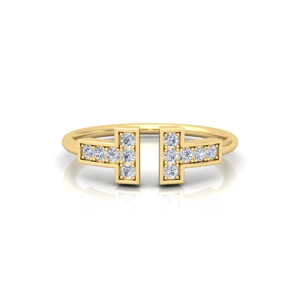 Lab Grown Diamond T Bar 14K White Gold Wedding Band