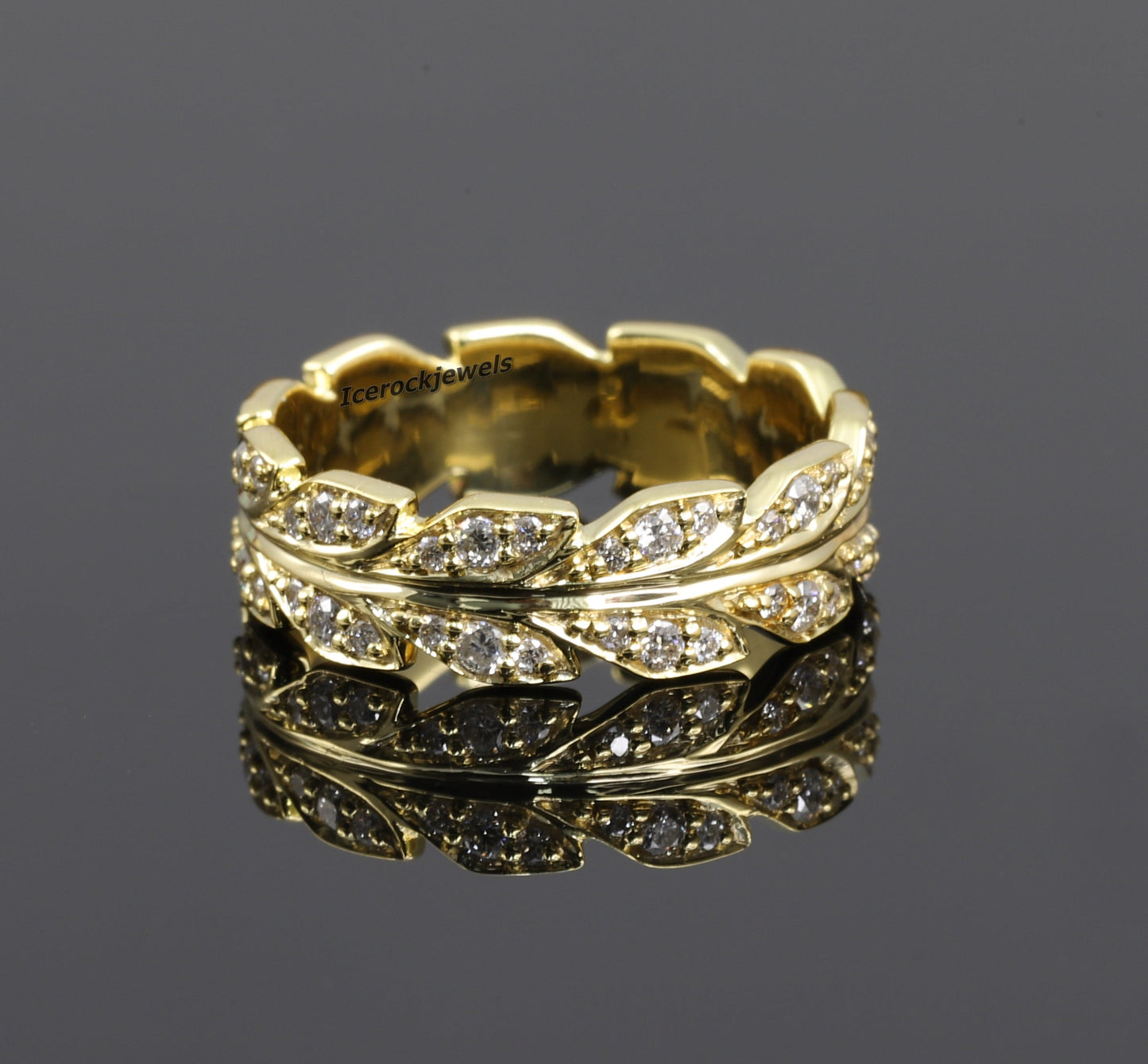 Leaf Inspired Moissanite Wedding Band