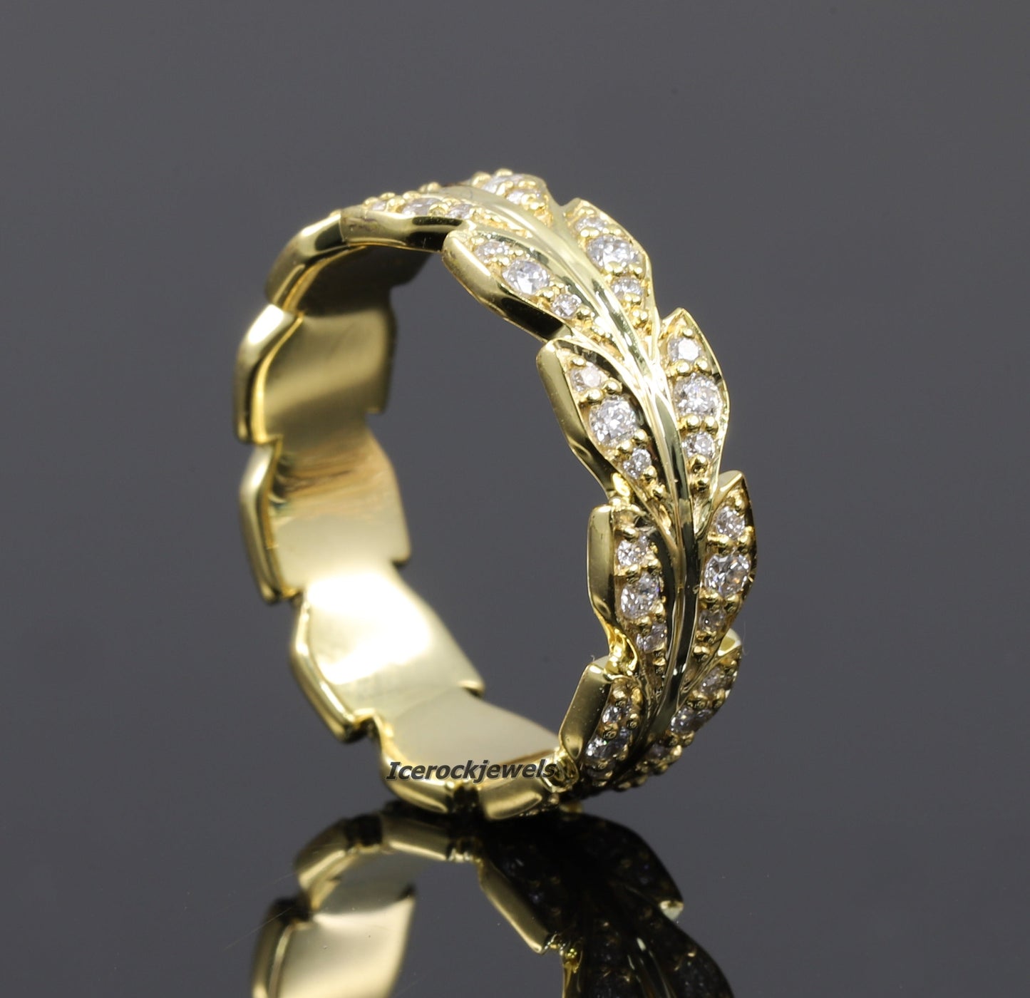 Leaf Inspired Moissanite Wedding Band