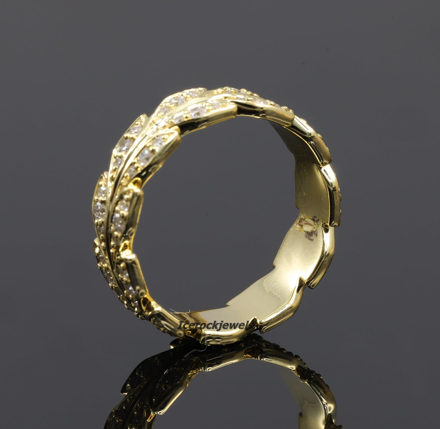 Leaf Inspired Moissanite Wedding Band