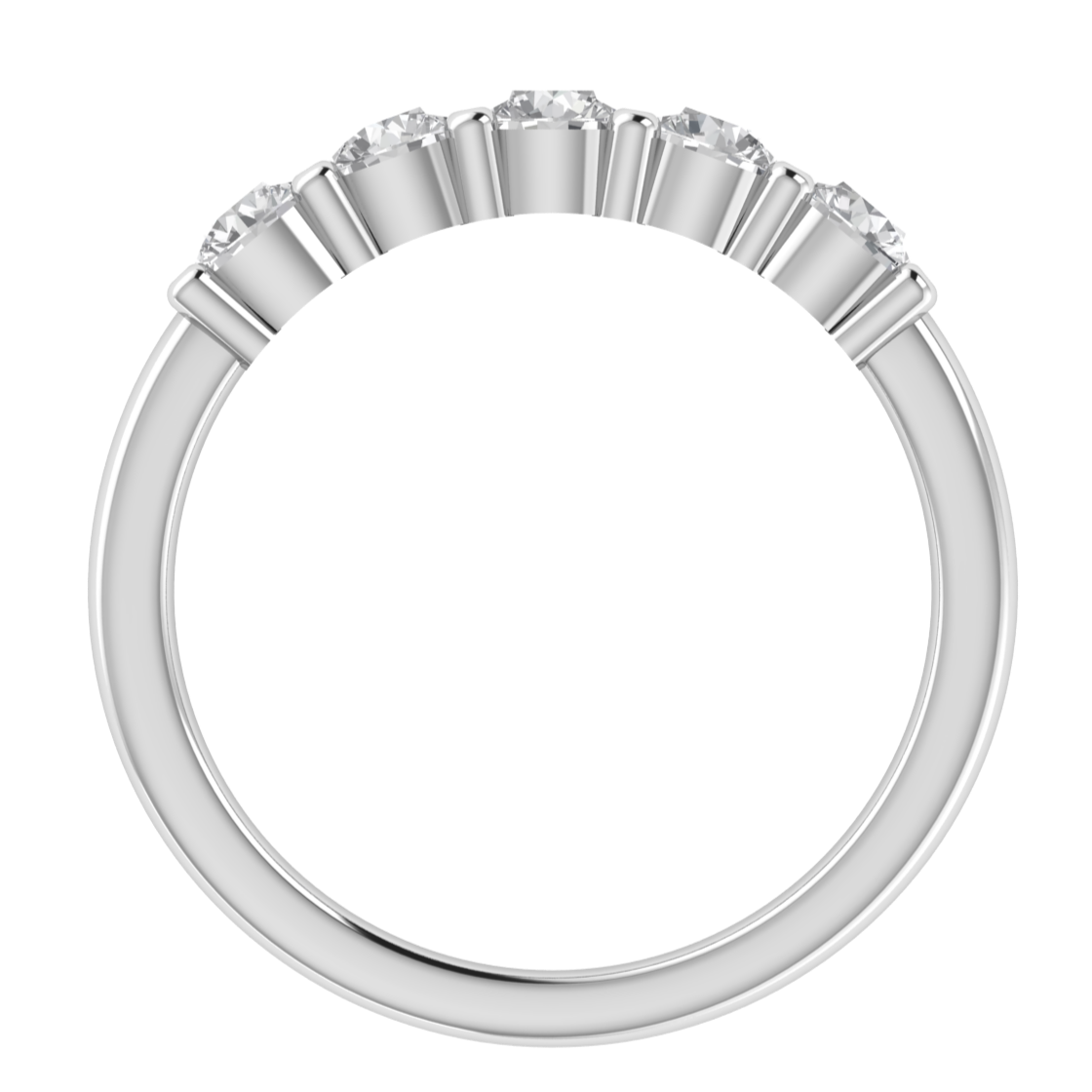 Round Five Stone Half Eternity Moissanite Wedding Ring