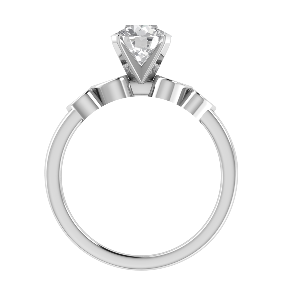 Round Moissanite Solitaire With Accent Moissanite Engagement Ring