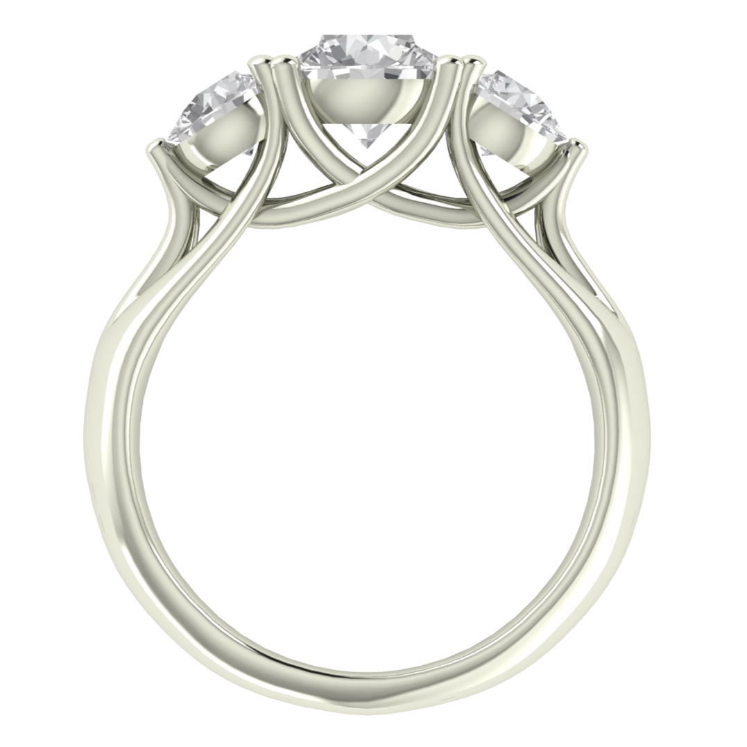 Three Stone Round Cut Moissanite Engagement Ring