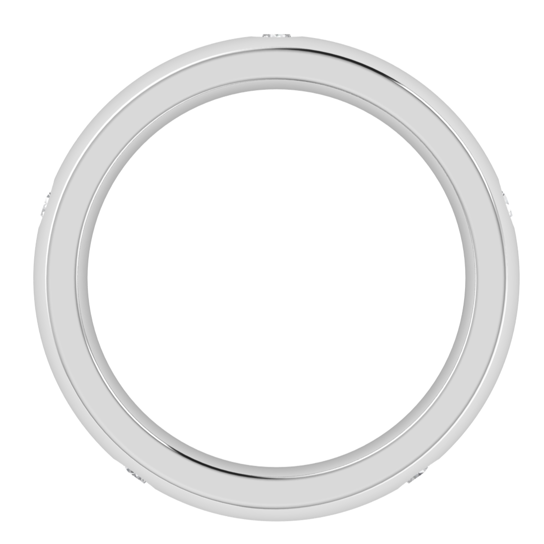 Three Stone Flush Setting Round Cut Moissanite Men's Band