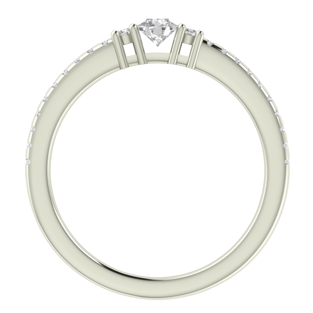 Lab Grown Diamond Three Stone 14K White Gold Wedding Band