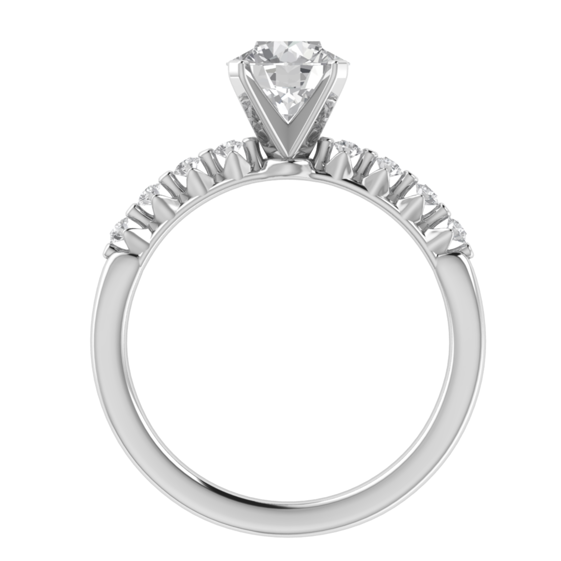 Solitaire With Accent Round Cut Moissanite Engagement Ring