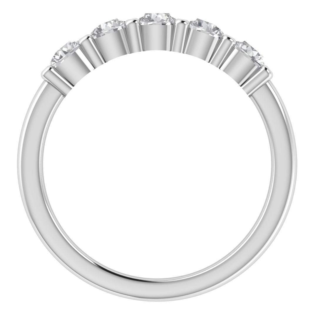 Lab Grown Diamond Five Stone 14K White Gold Wedding Band