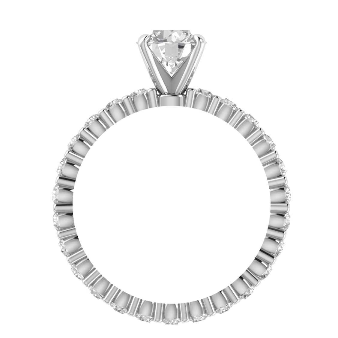 Solitaire With Accent Round Cut Moissanite Engagement Ring