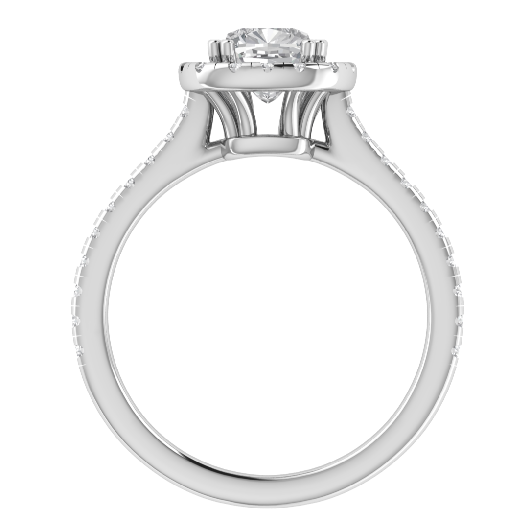 Halo Solitaire With Accent Cushion Cut Moissanite Engagement Ring