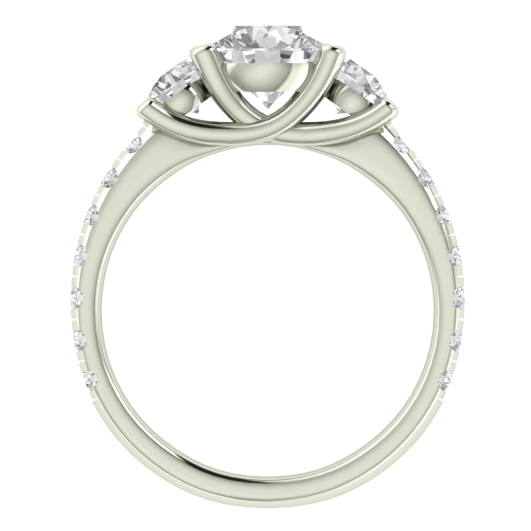 Three Stone Solitaire With Accent Moissanite Ring