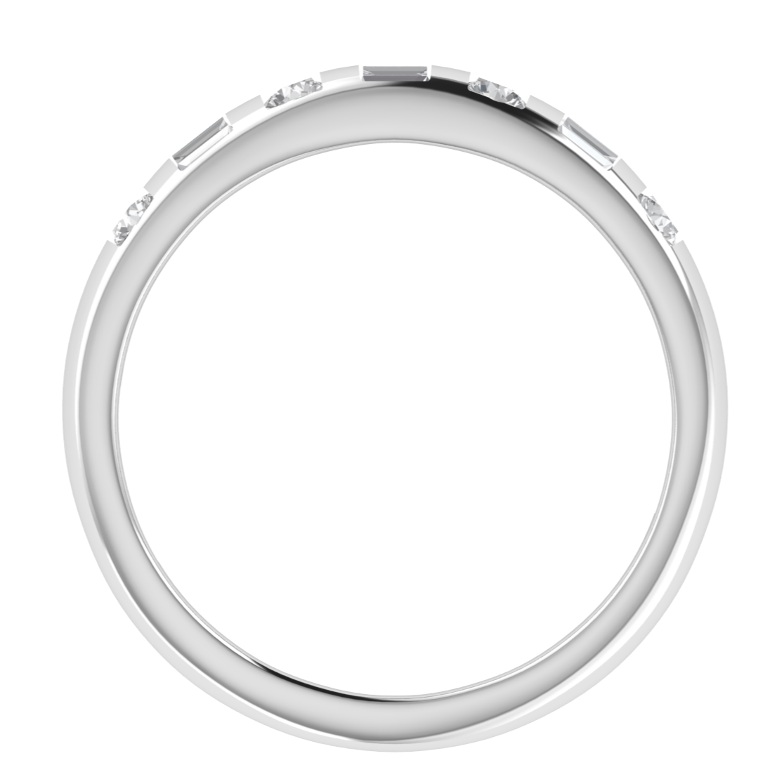 Seven Stone Flush Setting Half Eternity Moissanite Wedding Band