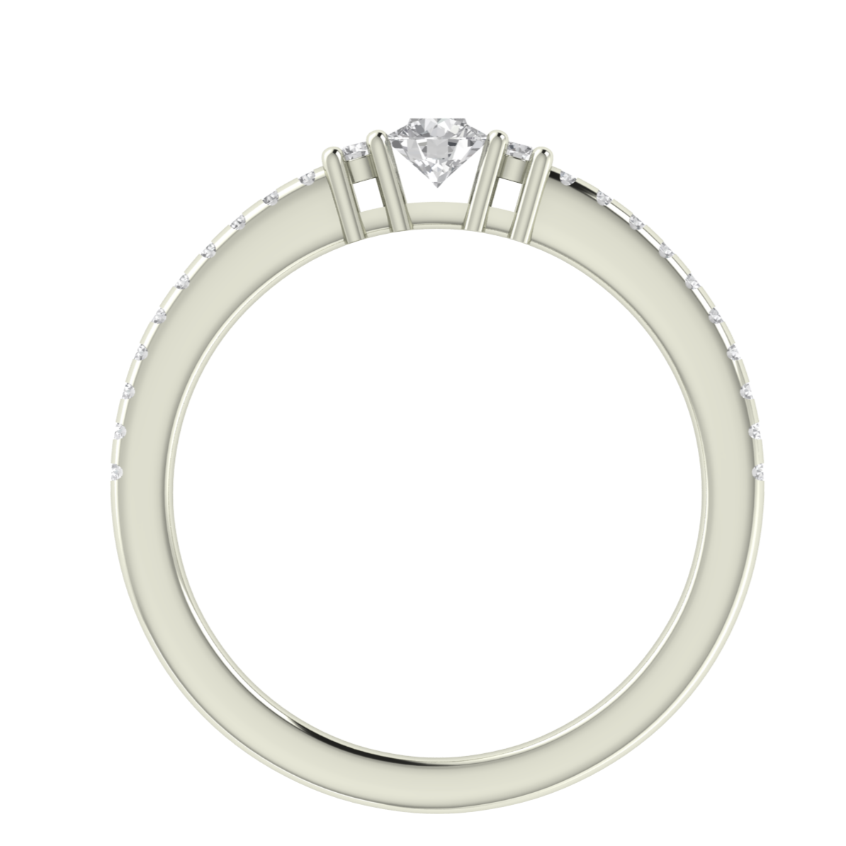 Three Stone Solitaire With Accent Moissanite Wedding Ring