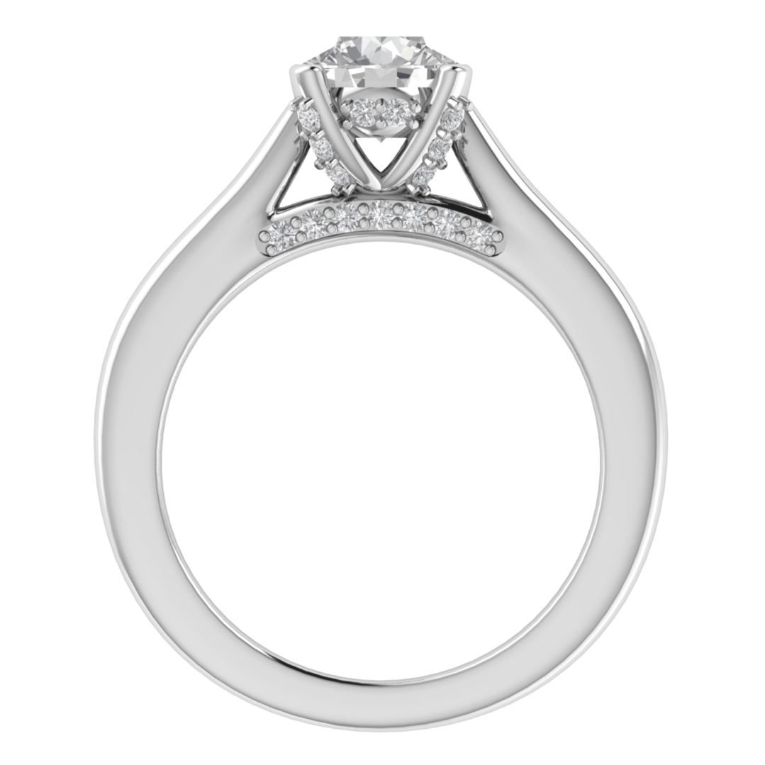 Solitaire Hidden Halo Round Cut Moissanite Engagement Ring