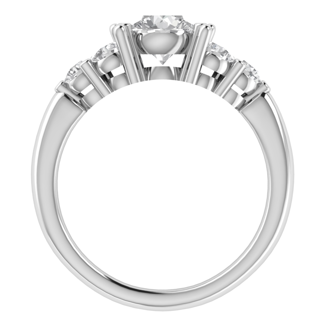 Seven Stone Cluster Round Cut Moissanite Engagement Ring