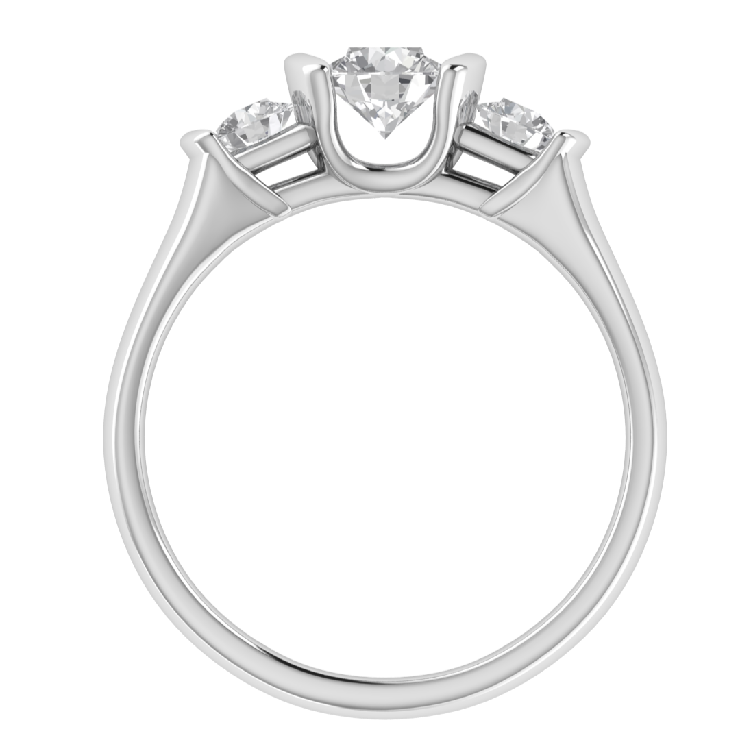 Three Stone Half Bezel Set Moissanite Engagement Ring