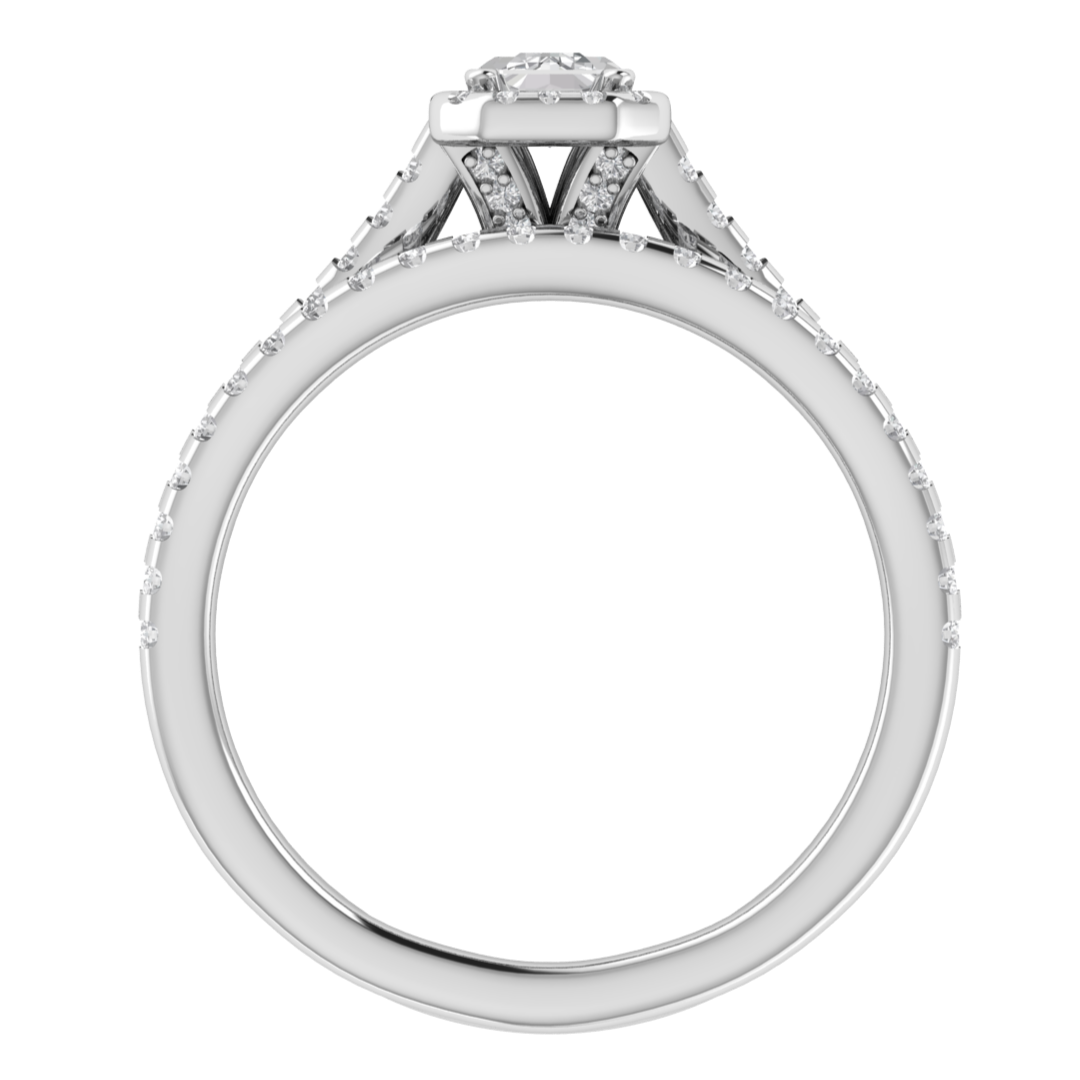 14K White Gold Emerald Cut Moissanite Bridal Ring Set
