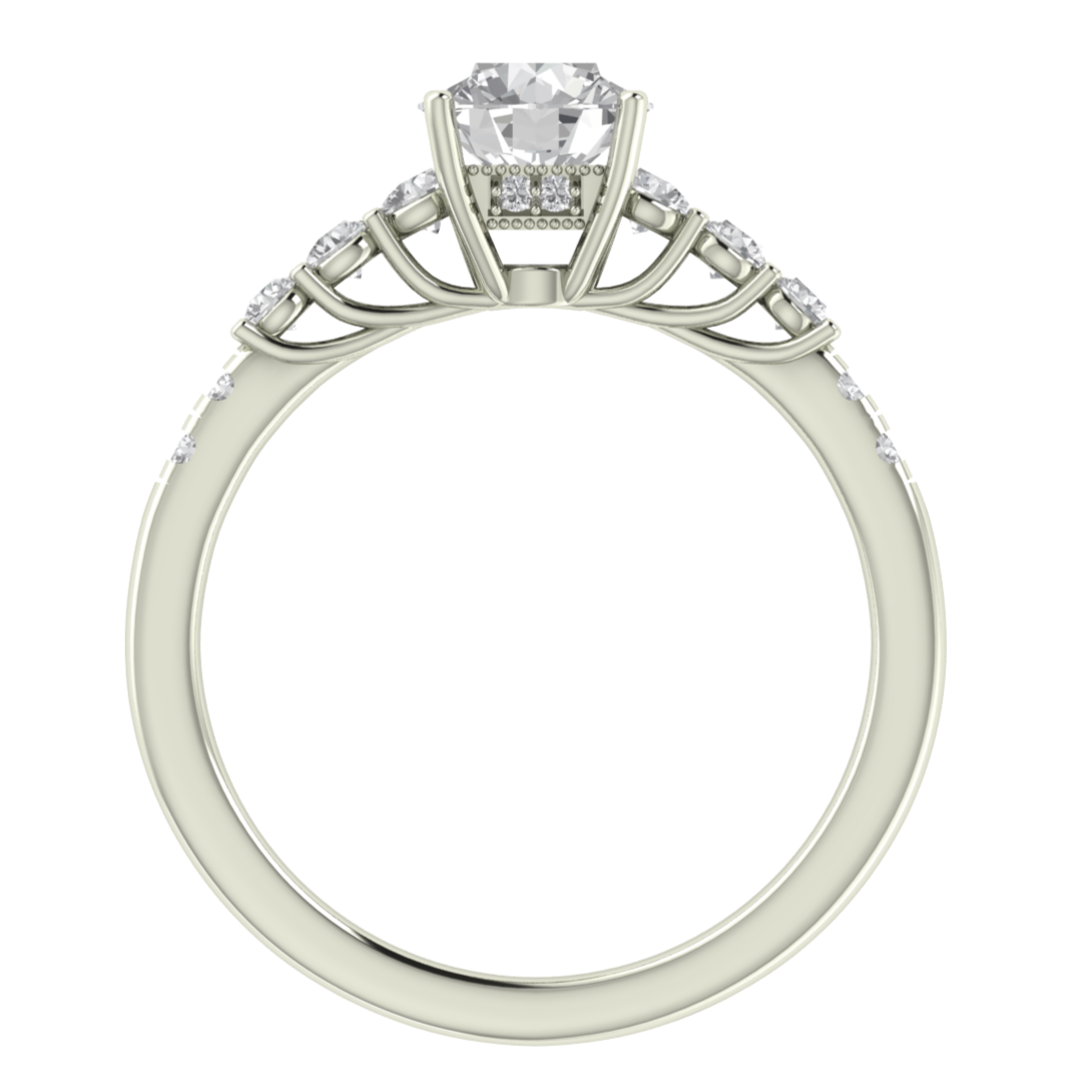Hidden Halo Milgrain Solitaire With Accent Moissanite Ring