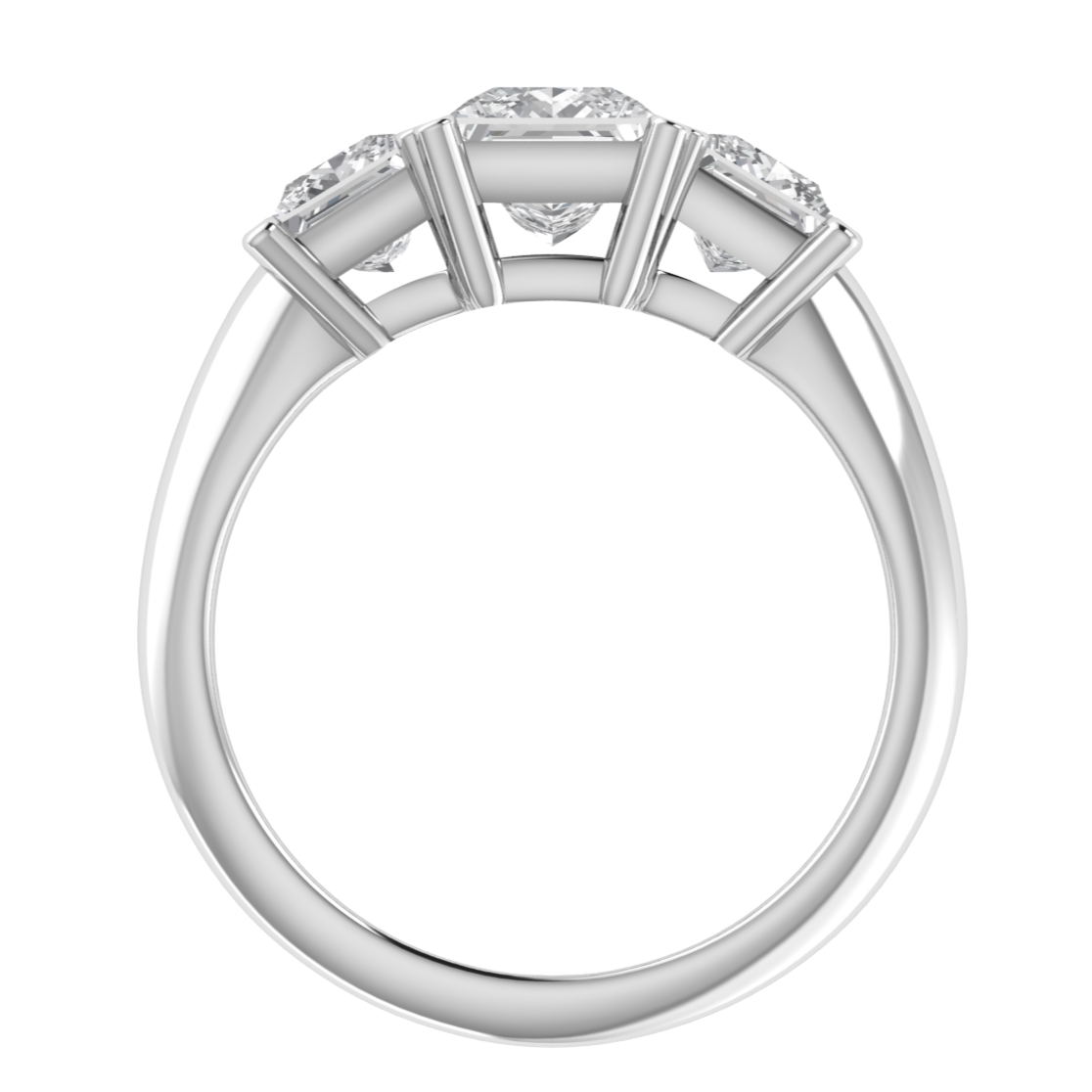 Three Stone Princess Cut Moissanite Engagement Ring