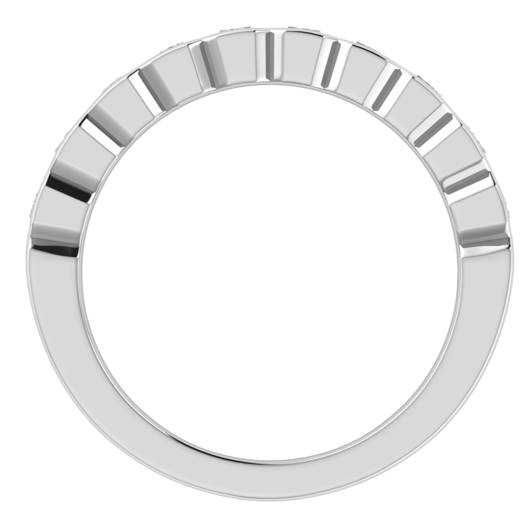 Unique Style Round Lab Grown Diamond Matching 14K White Gold Band