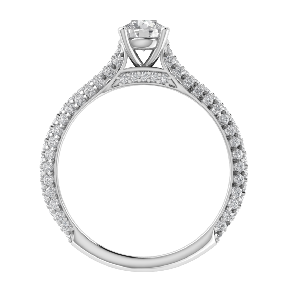 Solitaire With Accent Round Cut Moissanite Engagement Ring