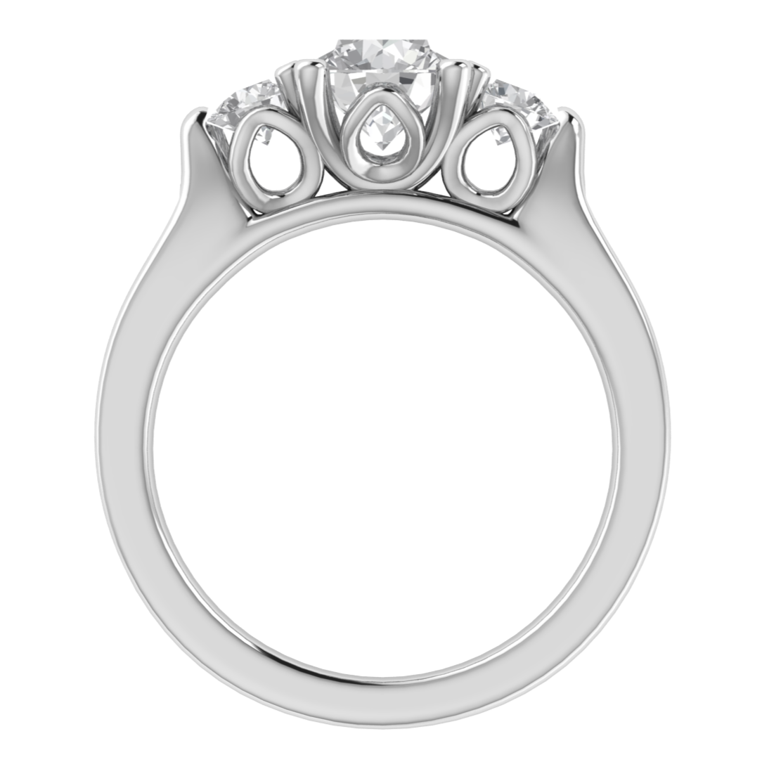 Three Stone Solitaire With Accent Moissanite Engagement Ring