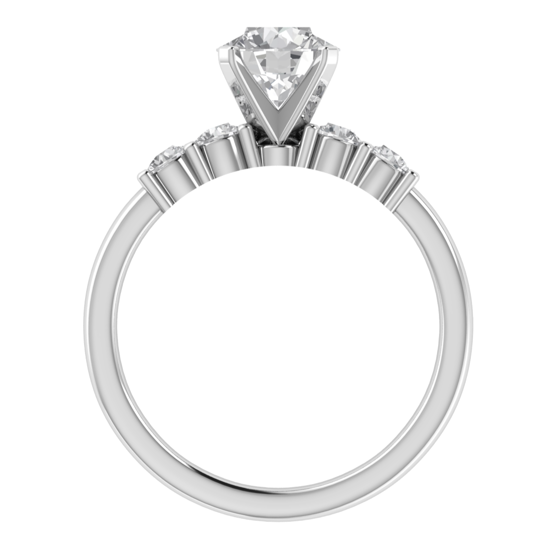 Five Stone Solitaire With Accent Moissanite Engagement Ring