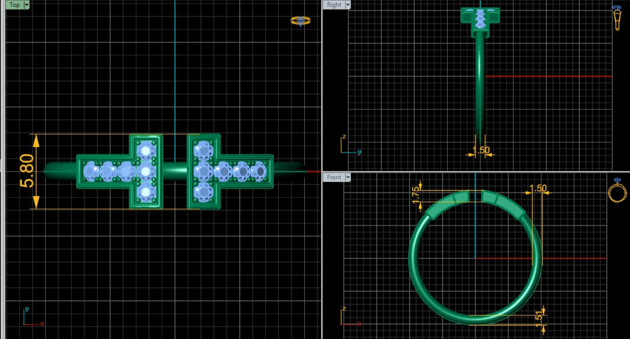 Lab Grown Diamond T Bar 14K White Gold Wedding Band