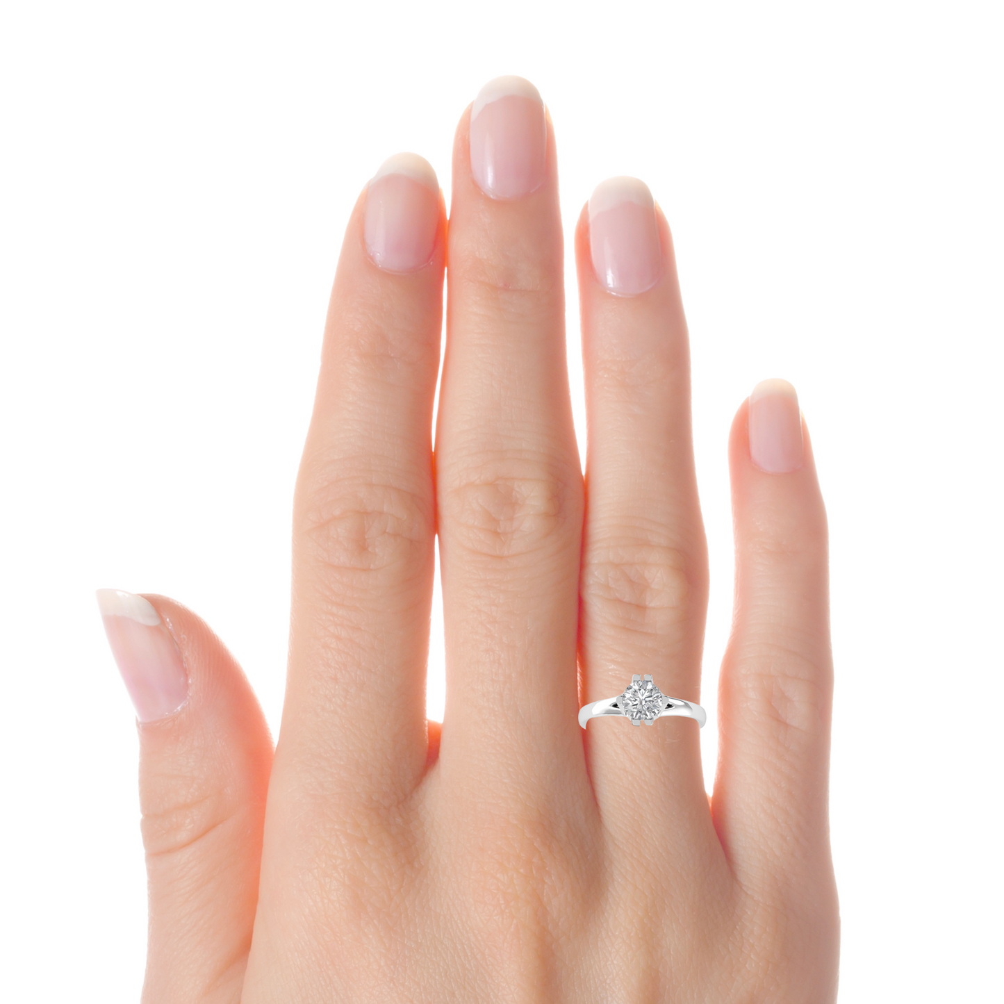 Solitaire Split Shank Round Cut Moissanite Engagement Ring