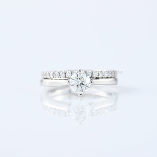 1.23 TCW Round Brilliant Cut Solitaire Moissanite Wedding Ring Set