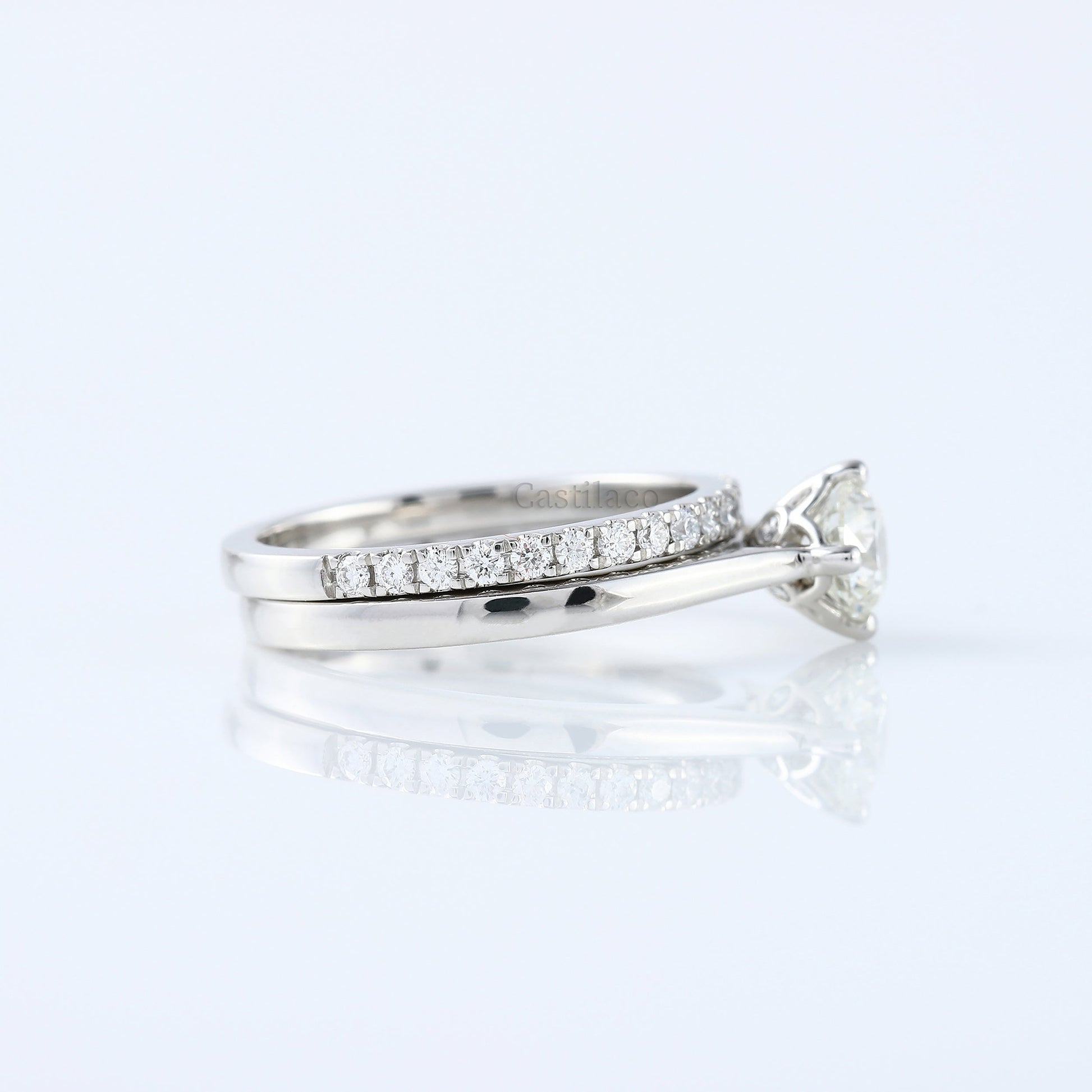 1.23 TCW Round Brilliant Cut Solitaire Moissanite Wedding Ring Set