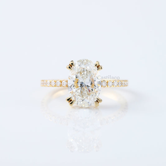 2.50 CT Oval Brilliant Cut Moissanite Diamond 18K Gold Ring