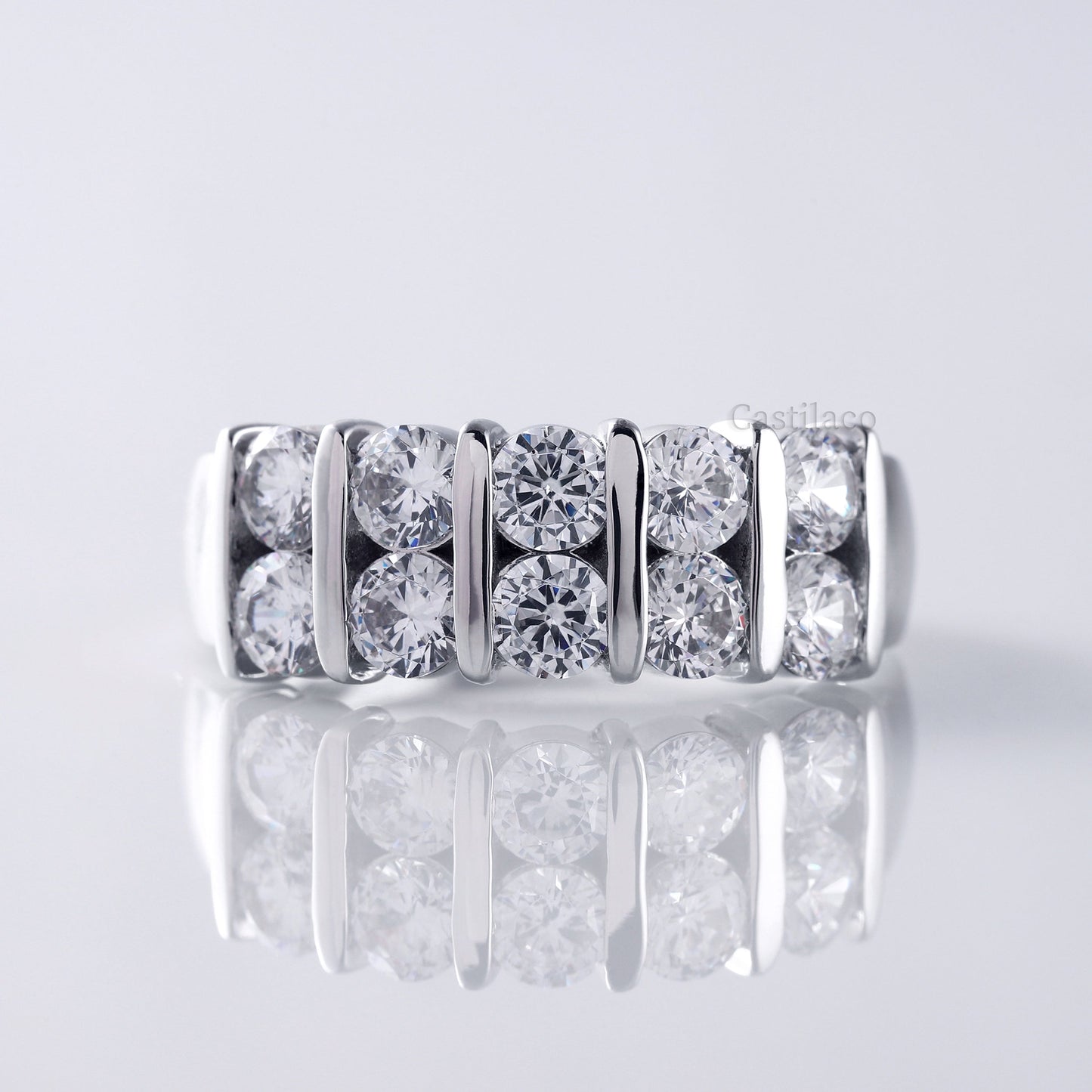 Round Moissanite Diamond 14K White Gold Engagement Ring