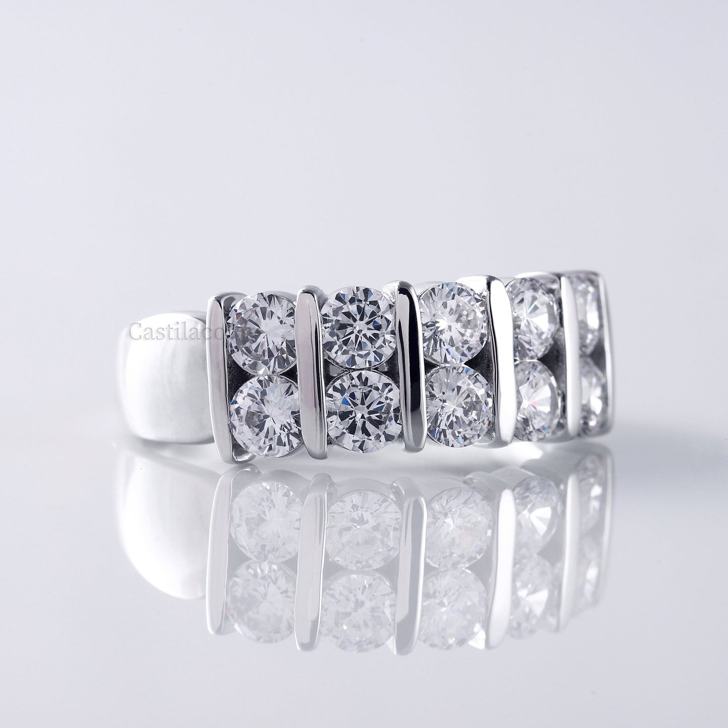 Round Moissanite Diamond 14K White Gold Engagement Ring