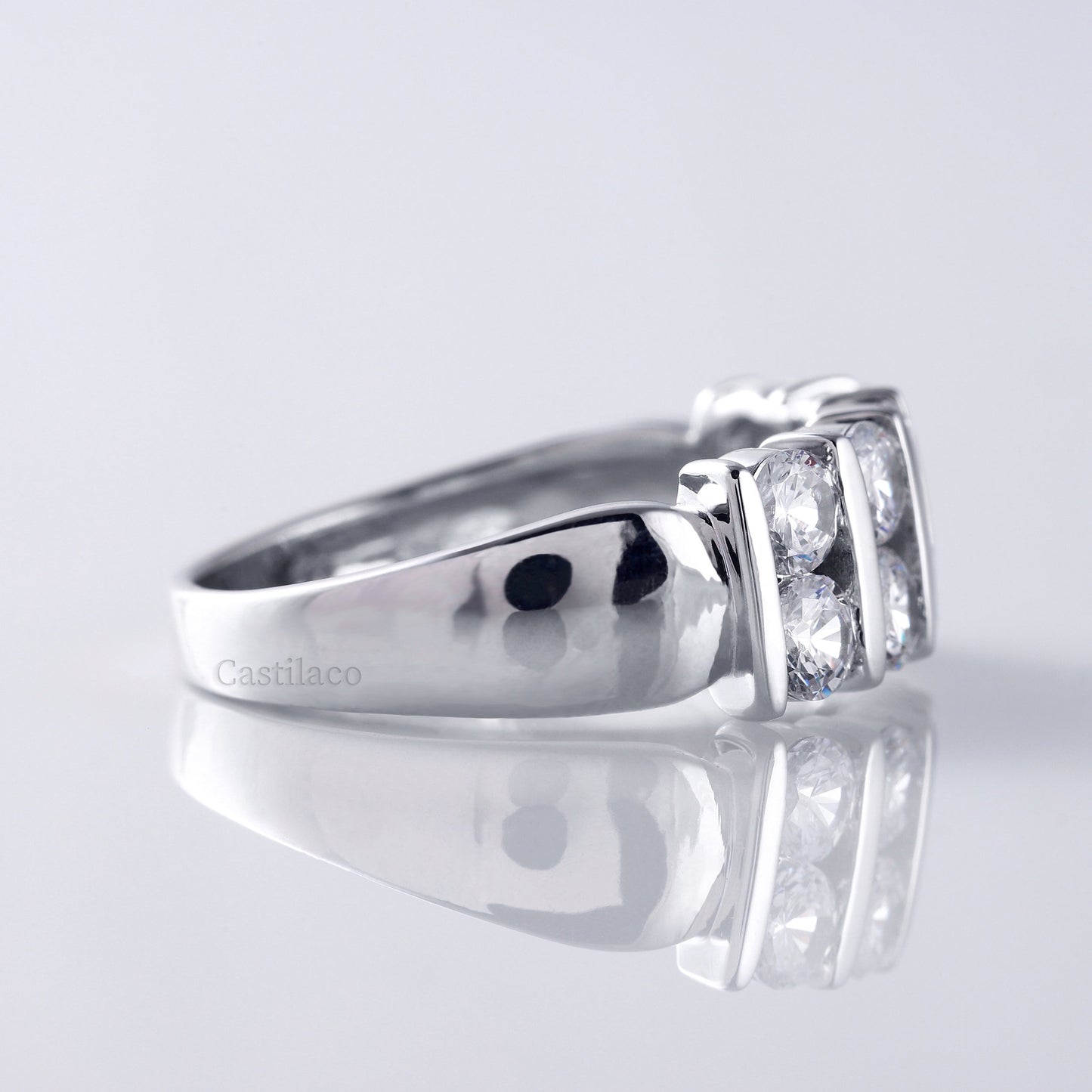 Round Moissanite Diamond 14K White Gold Engagement Ring