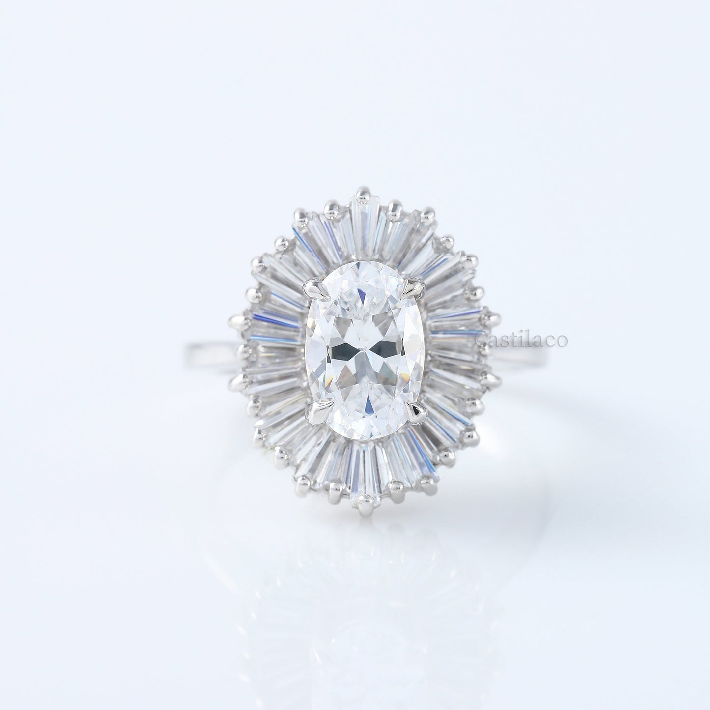 Estate 2.00 Carat Moissanite Oval-Cut Diamond Ballerina Ring