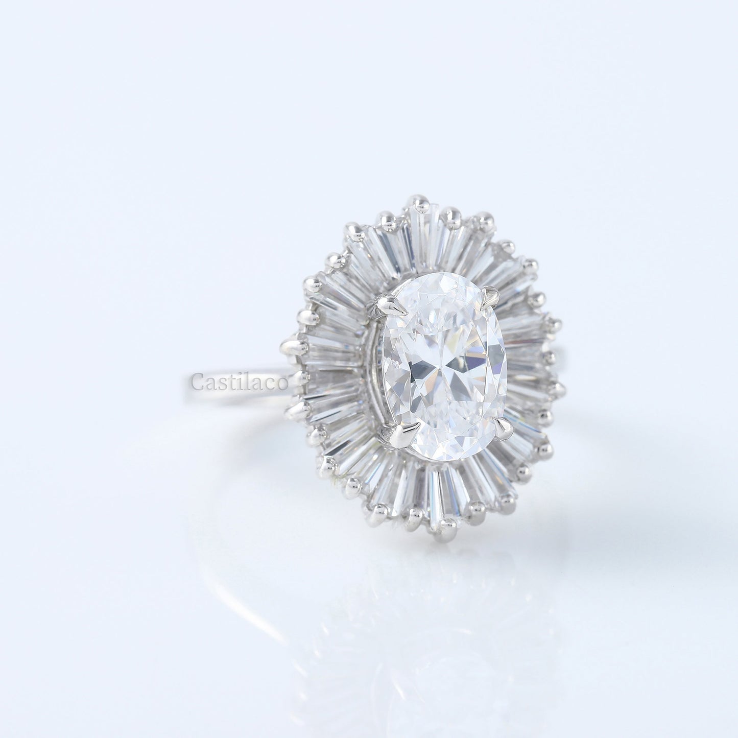 Estate 2.00 Carat Moissanite Oval-Cut Diamond Ballerina Ring