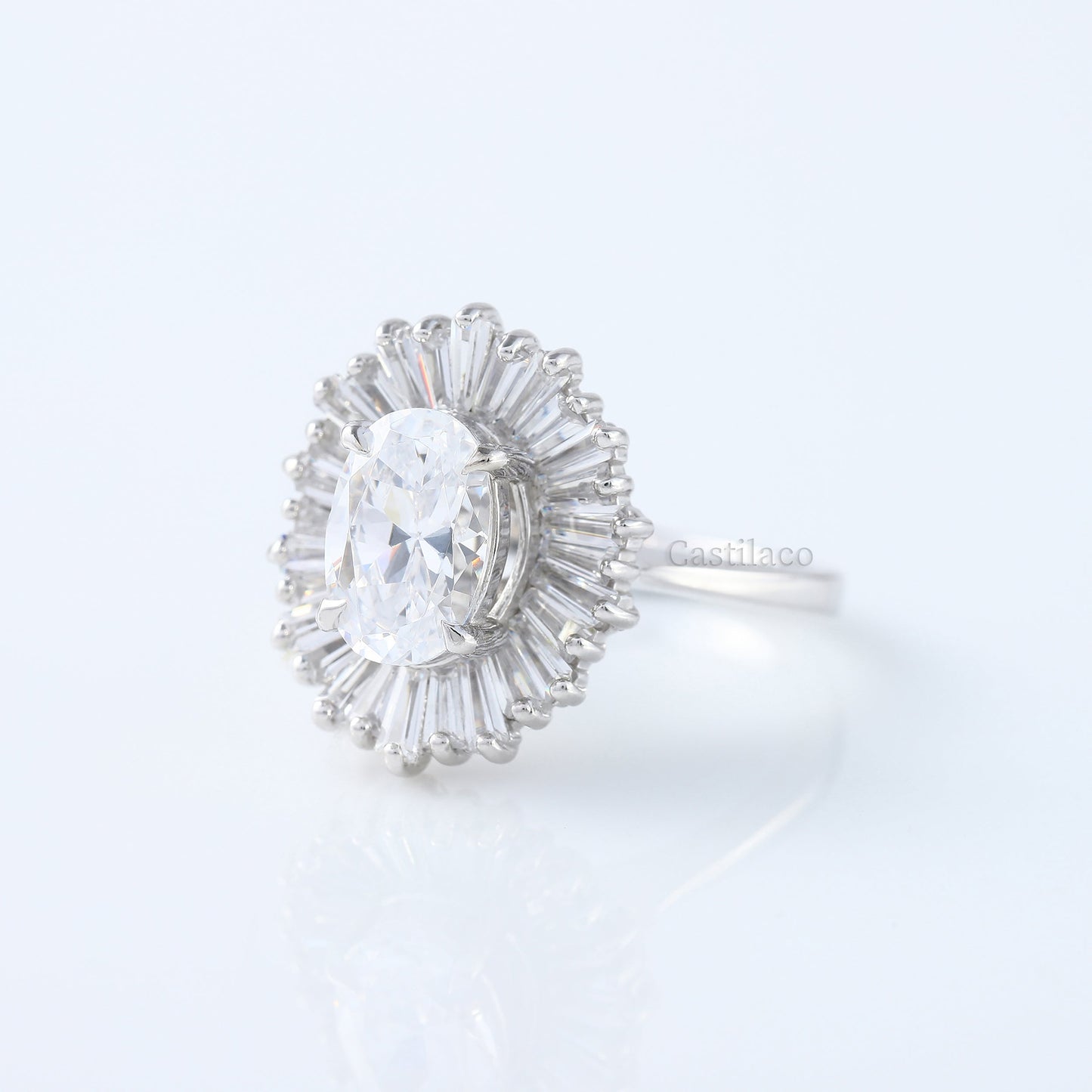 Estate 2.00 Carat Moissanite Oval-Cut Diamond Ballerina Ring