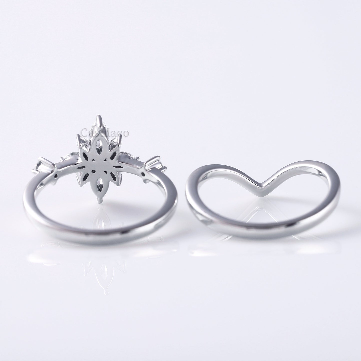 Marquise Moissanite Star Shape Diamond Engagement Ring Set