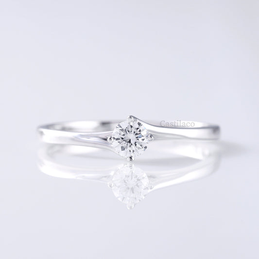 0.65 TCW Round Colorless Moissanite Solitaire 14K White Gold Promise Ring