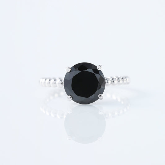 Black Moissanite Diamond Bubble Setting Band Engagement Ring
