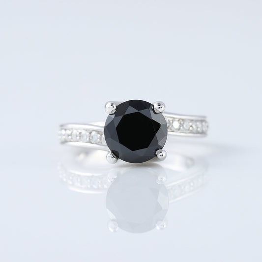 Black Moissanite Diamond Twisted Shank Engagement Ring