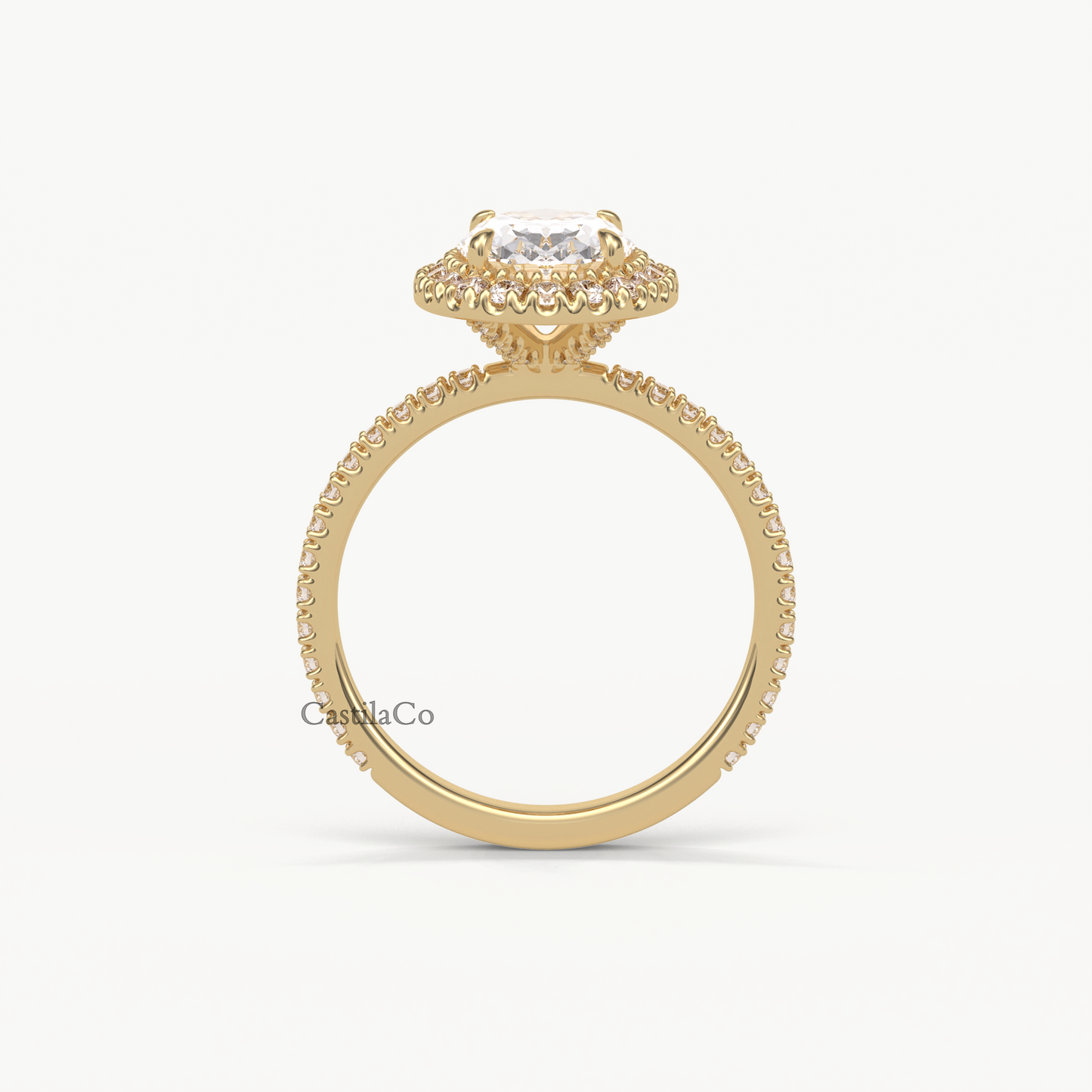 GIA Certified Oval Cut Lab Grown Diamond Engagement 14K Yellow Gold Ring