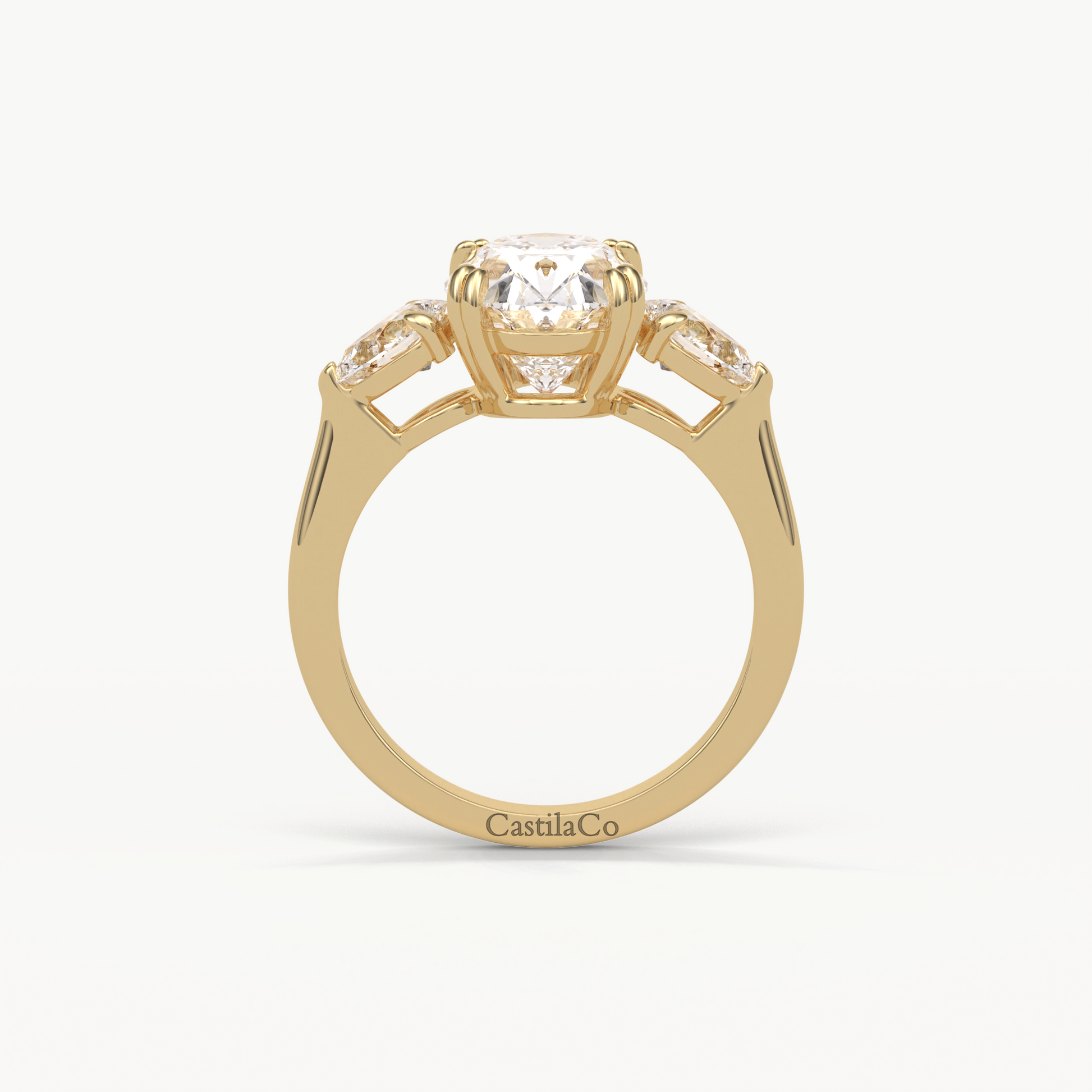  Three stone oval cut diamond engagement ring - Oval cut lab grown diamond engagement ring - Oval and Pear lab diamond gold wedding ring