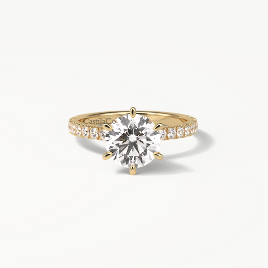3 CT IGI Certified Round Cut Lab Grown Diamond 14K Yellow Gold Engagement Ring