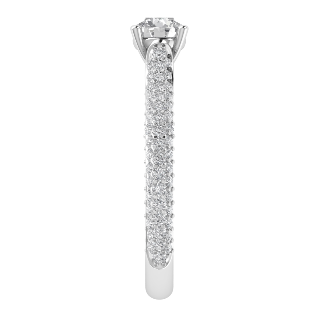 Solitaire With Accent Round Cut Moissanite Engagement Ring