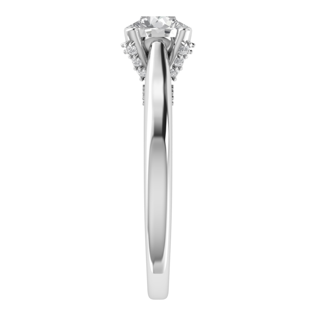 Solitaire Hidden Halo Round Cut Moissanite Engagement Ring