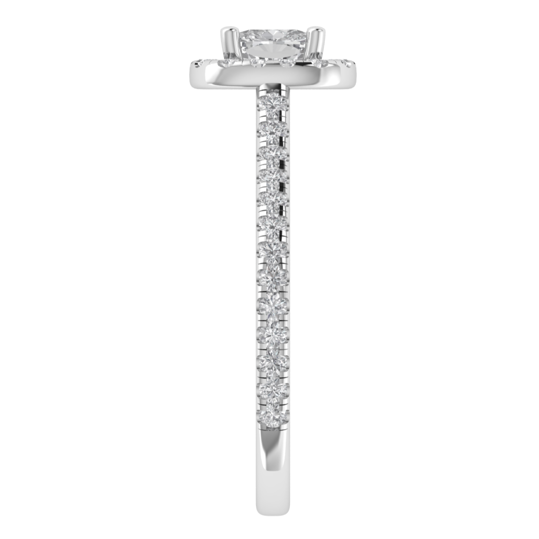 Halo Solitaire With Accent Cushion Cut Moissanite Engagement Ring