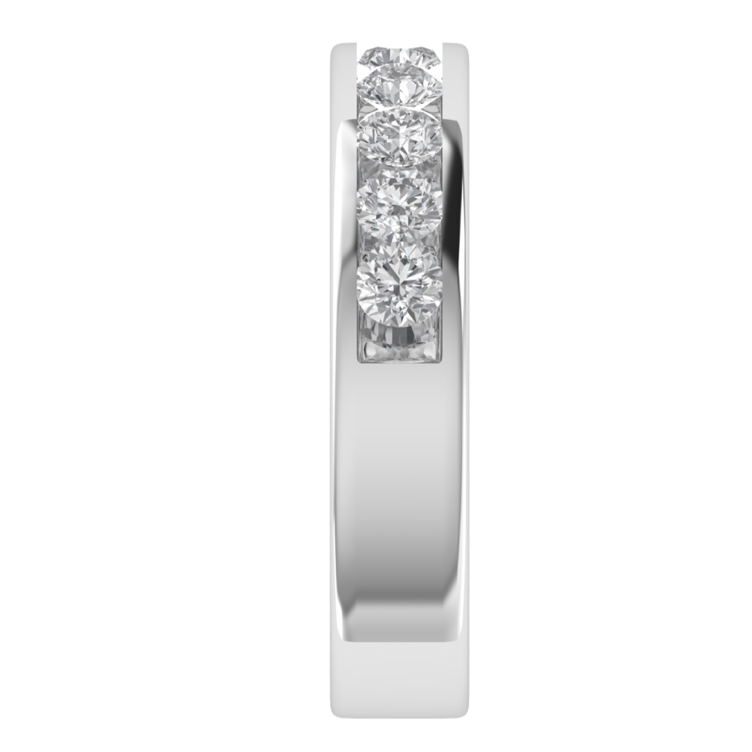 Round Cut Lab Grown Diamond Channel Set 14K Gold Band
