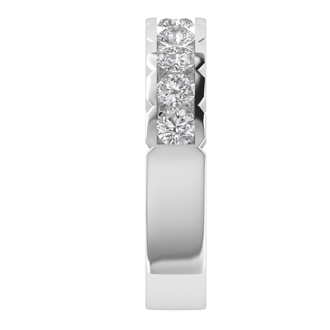 Unique Style Round Lab Grown Diamond Matching 14K White Gold Band