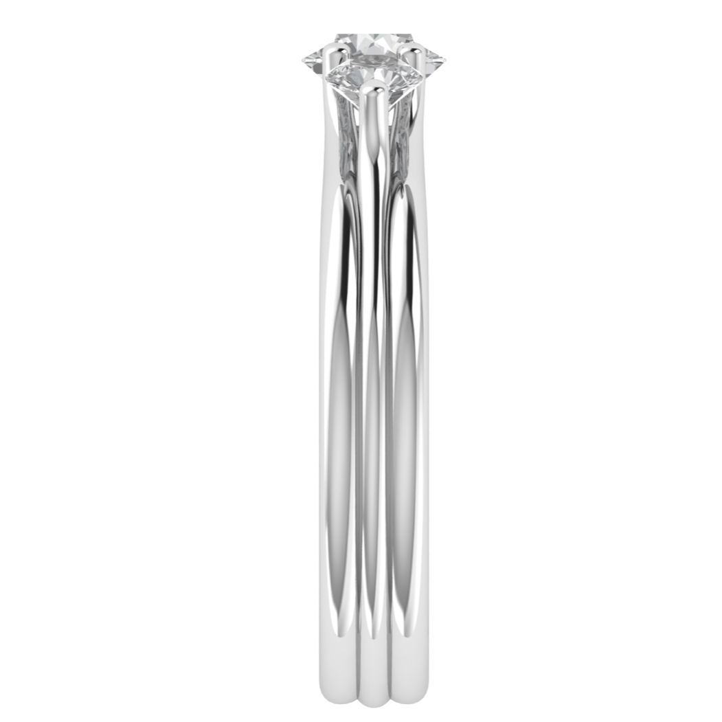 Three Stone Round Cut Moissanite Engagement Ring